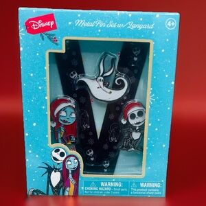 Disney Tim Burton's The Nightmare Before Christmas 3 Metal Pin Set with Lanyard